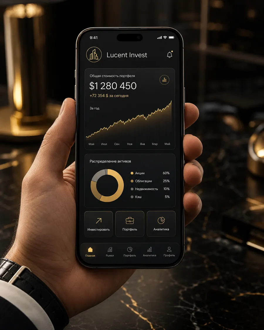 Мок-дашборд приложения Lucent Invest